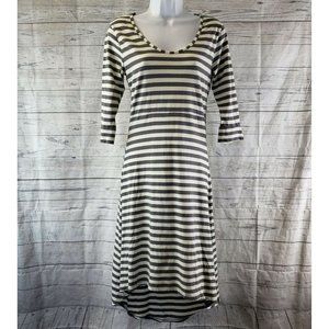 Horny Toad‎ Womens Keyboard Dress Sz XS Gray Cream 3/4 Sleeve Hi-Low